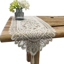 2 Pack Cotton Crochet Lace Rectangular Table Runner Dresser Scarf Doilies picture