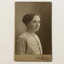Antique Cabinet Card Photograph Beautiful Demure Young Woman Flen Sweden 1913 picture