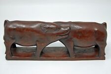 Vintage Ironwood Teak Ebony Wood Hand Carved Pigs Boars Love Hug Folk Art Asian picture