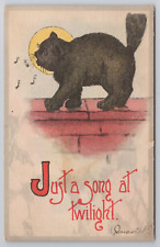 1914 Postcard Just A Song At Twilight Cat Singing picture
