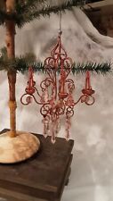Vintage Christmas Ornaments Large Chandler. Pink,Glittery,Drop Crystals. picture