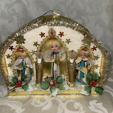 VTG RARE  MID CENTURY CHRISTMAS KITSCHY ANGELS CHOIR LIGHT UP picture