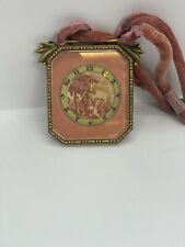 1920's fine quality small chevron 8 jours hanging clock PINK enamel face   picture