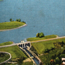 1955 Postcard, Ohio, Air View Seneca Lake, Cambridge,OH, Landscape, Bridge picture