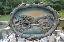 Vintage Cold Painted Town Cast Iron Picture Made in Germany picture