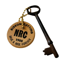 US Nuclear Regularity Com Ribbon Cutting 1988 NRC Skeleton Key Wooden Nickel Vtg picture