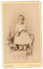 Antique CDV c1880s Hoffert Adorable Young Girl Holding Basket Berlin, Germany picture