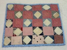 Antique Vintage Table Topper, Doll Quilt, Sm. Squares & Triangles, Early Calicos picture
