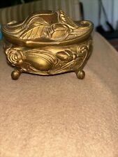 Vintage Footed Jewelery Box Floral Metal picture