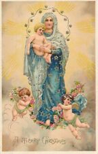CHRISTMAS - Madonna And Child and Angels A Merry Christmas PFB Postcard picture