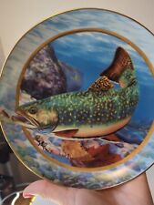 3 Field & Stream FRANKLIN MINT PLATES, Brook, Rainbow And Cut Throat Trout VTG picture