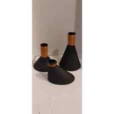 Balos Mouthblown Art Glass Black Vase Set of 3 picture