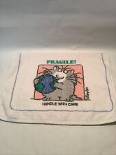 SANDRA BOYNTON CAT EARTH FRAGILE HANDLE WITH CARE HAND TOWEL VINTAGE COTTON picture