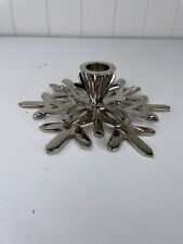 Crate & Barrel Christmas/Winter Metal “Shiny Snowflake”Taper Candle Holder 6” picture