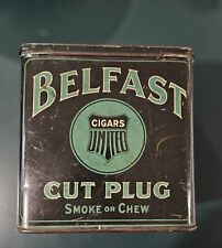 Antique Tobacco Tin, Belfast Cut Plug Rare Collectible Advertising Tin picture