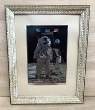 CARVED WOOD FRAME w One Giant Leap Etched Foil John Berkey Astronaut NASA MOON picture