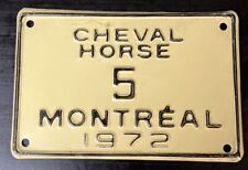 Vintage 1972 Montreal Horse Cheval Small White License Plate #5 picture