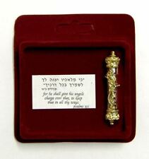 24K GOLD PLATED Car Mezuzah + Scroll Hebrew Kabbalah Jewish Judaica Israel Gift picture