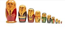 Russian Political Leaders Painted Matryoshka Nesting Wood 10 Doll Set picture