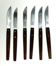 Lot Of 6 Japan Hanford Forge Hard Wood Handle  Stainless Blade Steak Knives picture