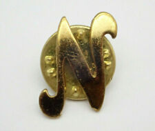 N Letter n Gold Tone Vintage Lapel Pin picture
