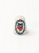 Vintage Arta Austria Porcelain Thimble Two Hearts White   picture