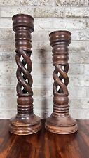 PAIR OF Vintage INDONESIAN Open Barley Twist CANDLE STANDS 23” and 20