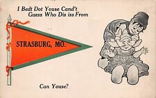Strasburg MO Missouri Pennant Dutch Children Hide and Seek Vtg Postcard V8 picture