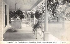 UPICK POSTCARD Veranda The Family Home Belvedere Beach South Haven Michigan 1928 picture