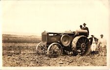 RPPC Antique J I Case Tractor In the Field With Men In Suits Workers AZO 1918-30 picture