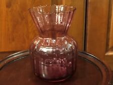 Vintage Ribbed Amethyst Glass Vase 5 3/4