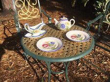 Vintage French Table Set Handpainted “Fleur D’ Touché” Motiff 5 Pcs Luneville picture