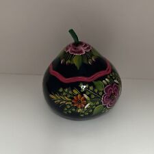 Vintage Hand Painted Lacquered Folk Art Gourd Trinket Box picture
