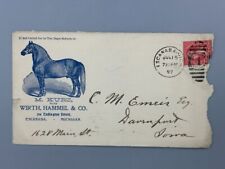 1897 SPOTTED HORSE Michigan ESCANABA Illustrated Postal Cover FARM Advertising picture