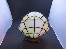 Vintage Tiffany Style Clam Shell Mother of Pearl w/Brass Stand Lamp / Light picture