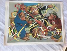 Political Cartoon Vintage First Edition Prints By Lloyd Set Of 5 Monkey Business picture