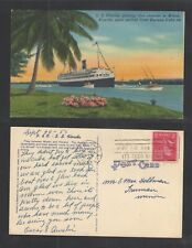 1953 SS FLORIDA PASSING THROUGH CHANNEL IN MIAMI FROM HAVANA POSTCARD picture