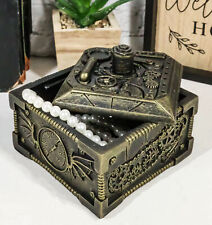 Ebros Steampunk Time Machine Mechanical Gears Design Lidded Jewelry Box Figurine picture