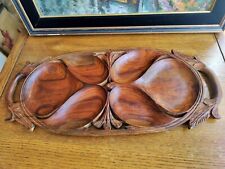 Original Hand Carved Vintage Wooden Tray picture