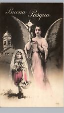 BUONA PASQUA ITALY c1910 beautiful real photo postcard rppc easter angel girl picture
