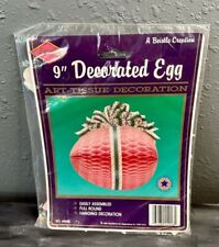 Vintage 1989 Beistle Co. 9 Inch Honeycomb Art Tissue Paper Pink Easter Egg picture