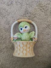 Anthropomorphic Green,Baby Bird In Easter Basket UCGC Korea Bisque Porcelain picture