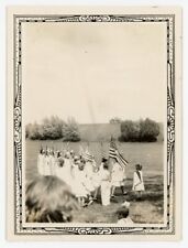 1920s antique original photo PATRIOTIC kids with AMERICAN FLAGS parade happy 4th picture
