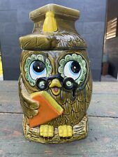 Very Nice Vintage Collegiate Green Owl Cookie Jar~ Made In Japan ~ 11” X 5.5 “ picture