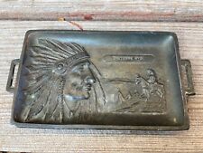 VTG INDIAN SOUVENIR METAL TRAY BUSINESS CARD HOLDER ALMAR POINT CHEYENNE WY picture