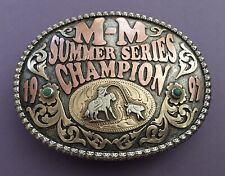Vintage 1997 M-M Summer Series Champion Broken Arrow Silver Trophy Belt Buckle picture