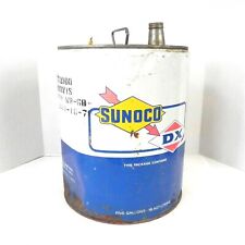 VINTAGE SUNOCO DX 5 GALLON CAN EMPTY USED WHITE BLUE LARGE GAS OIL CAN USED VTG picture
