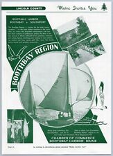 1948 Boothbay Harbor Vintage Maine Travel Ad Southport Boating Sailboat Vacation picture