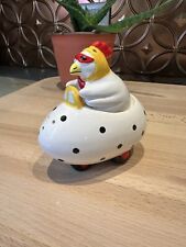 Vintage 1990's Clay Art Racing Car Egg & Chicken Driver Salt Pepper Shakers VCG picture