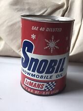 Vintage Rare Snobil Snowmobile 1 Quart Oil Can Lemans Unopened FULL - Janesville picture
